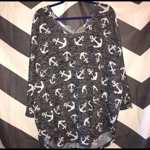 Plus size Anchor 3/4 length sleeve 3x